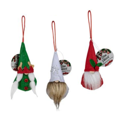 Christmas Hanging Gnome 15cm, assorted